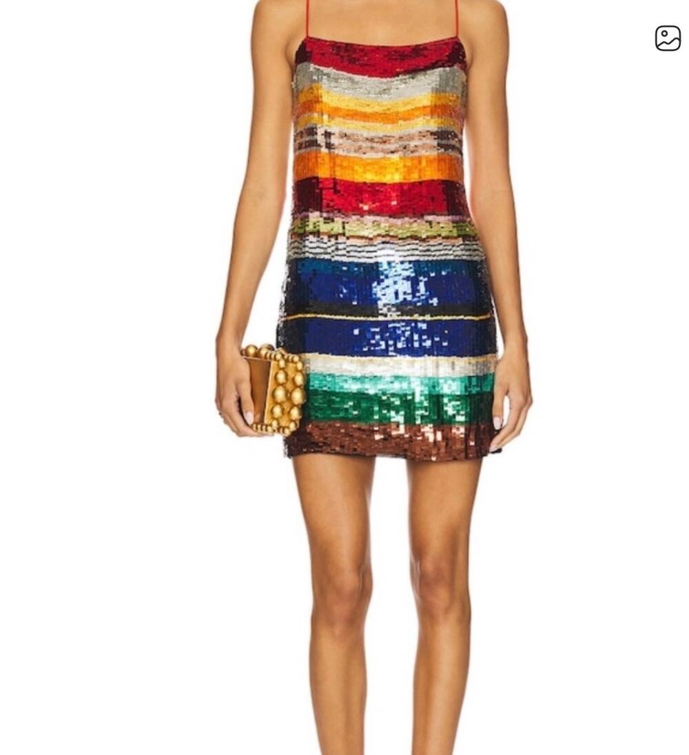 Alice + Olivia Multicolor Sequin Striped Mini Dress